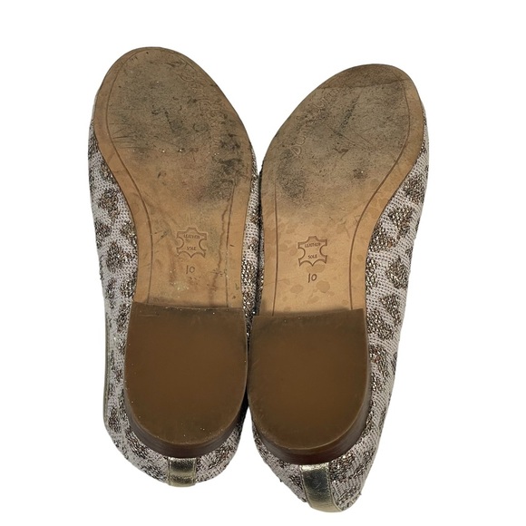 Sam Edelman Sara Gold Toe Glitter Leopard Slip On Ballet Flats Sz 10 - Picture 9 of 13